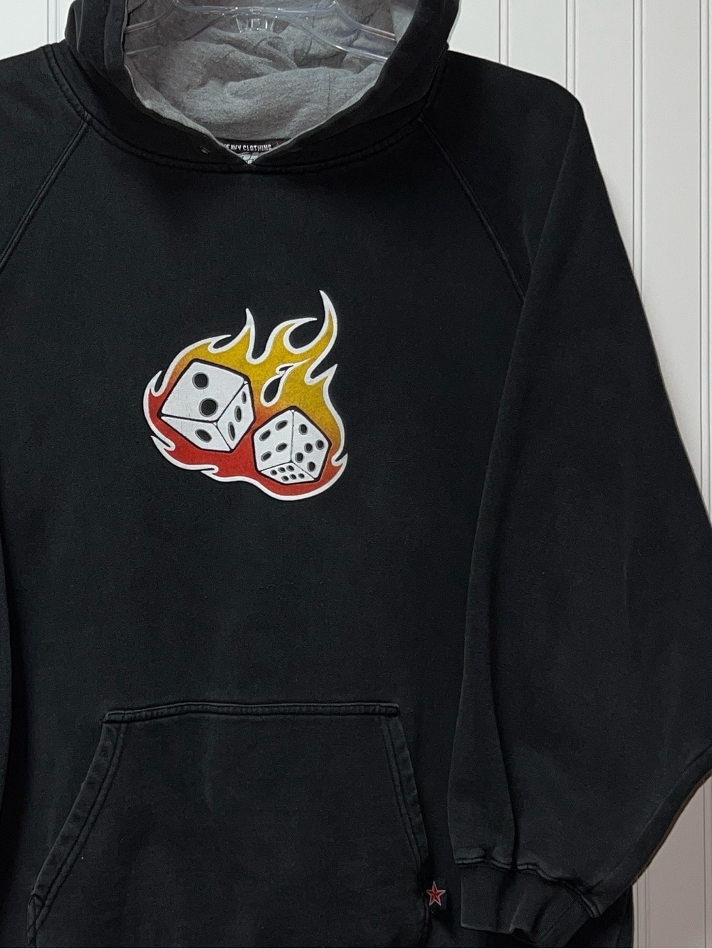 Y2K Top Heavy Flaming Dice Hoodie XL Oversized Sweatshirt Jnco Rollerblade